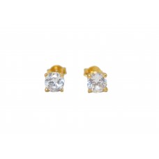 Women's ear stud 925 sterling silver gold rhodium polish white zircon stone A184